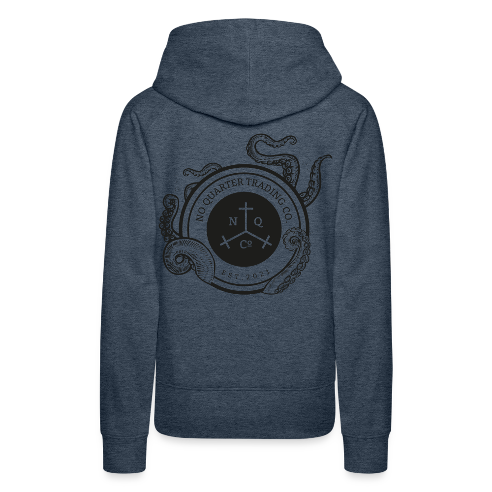 No Quarter Octopus Logo Women's Premium Hoodie - heather denim